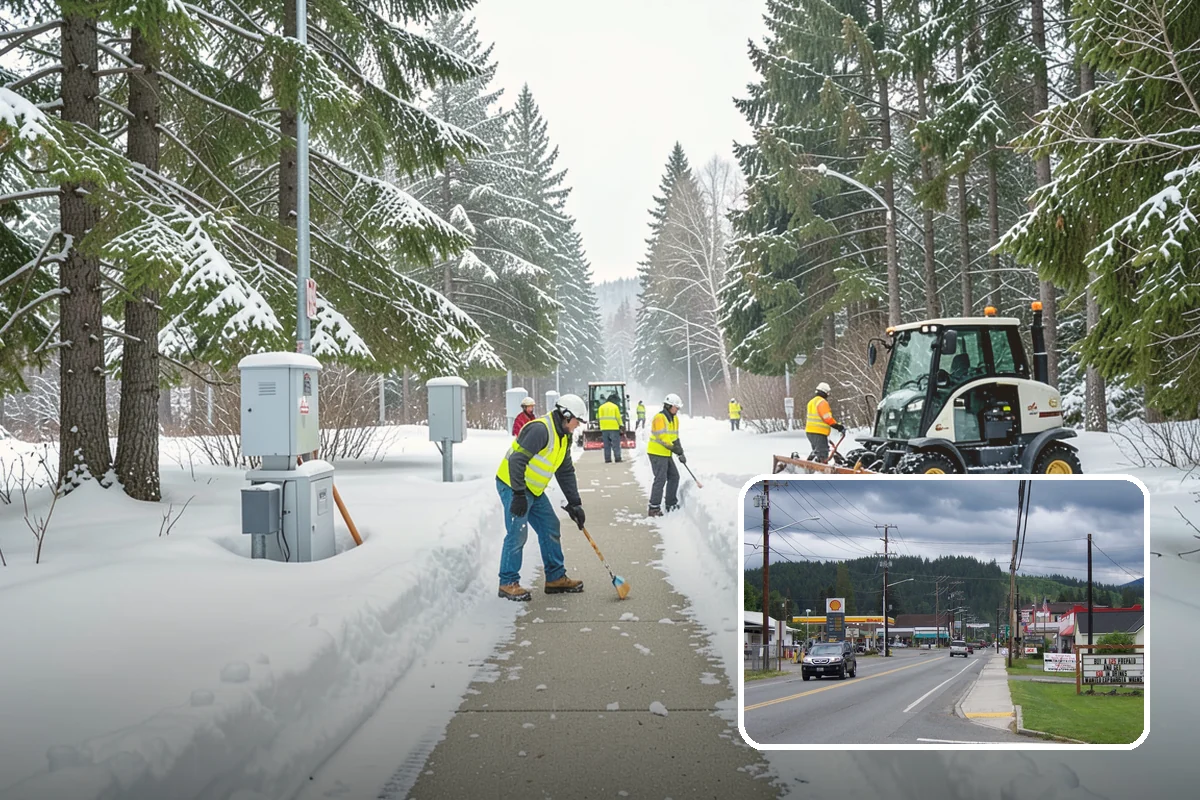Car Dealership Sidewalk Clearing in Granite Falls, Snohomish County, WA - Showroom and service walks cleared for arriving customers