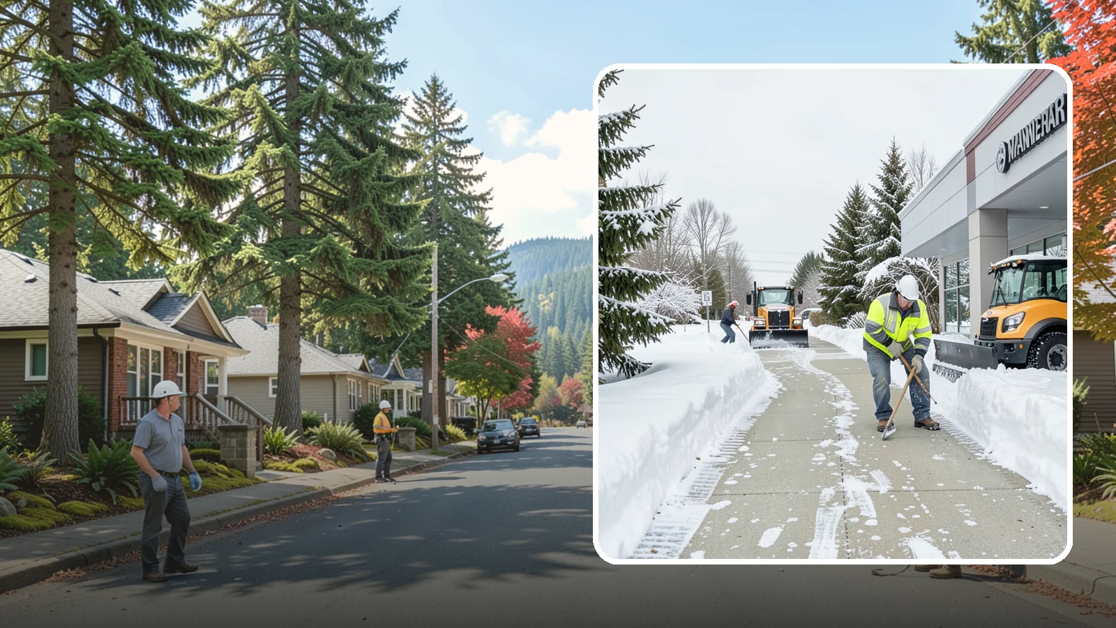Car Dealership Sidewalk Clearing in Hunts Point, King County, WA - Showroom and service-entrance sidewalk clearing for Western Washington car dealerships, keeping customer walks safe and the...