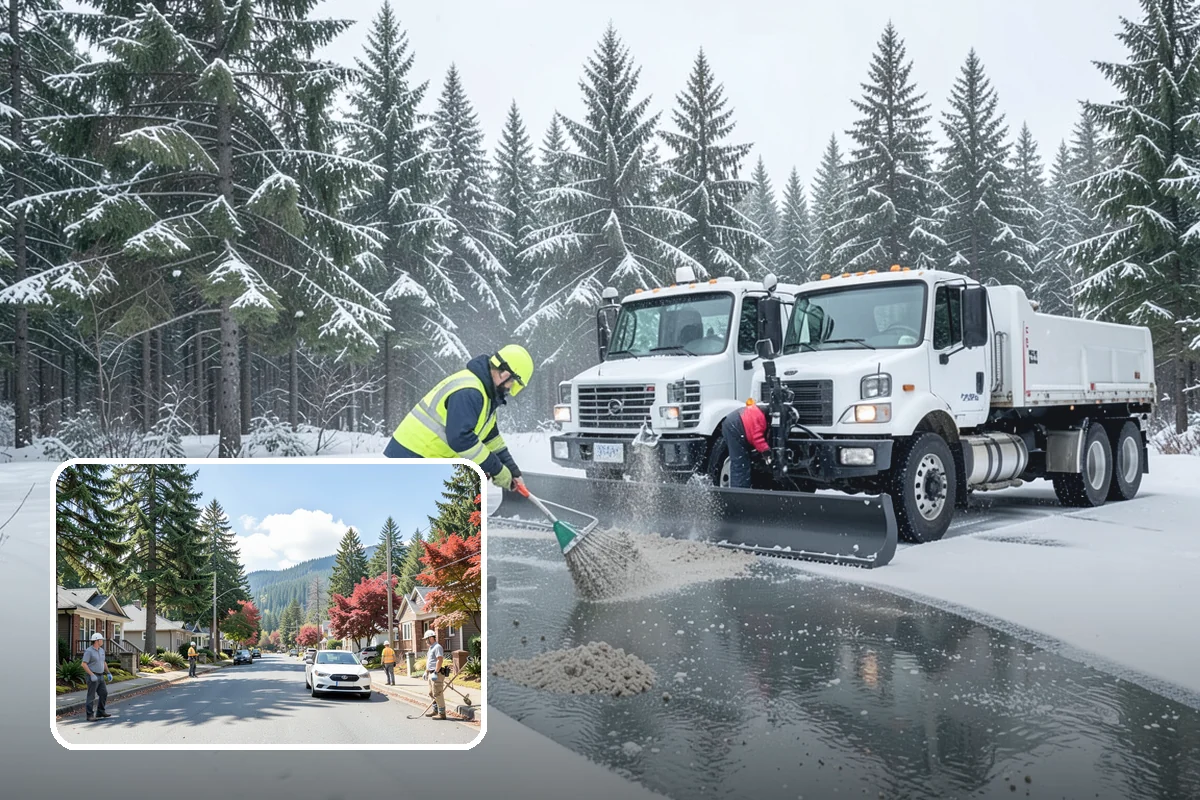 Car Dealership Sidewalk Clearing in Hunts Point, King County, WA - Showroom and service walks cleared for arriving customers