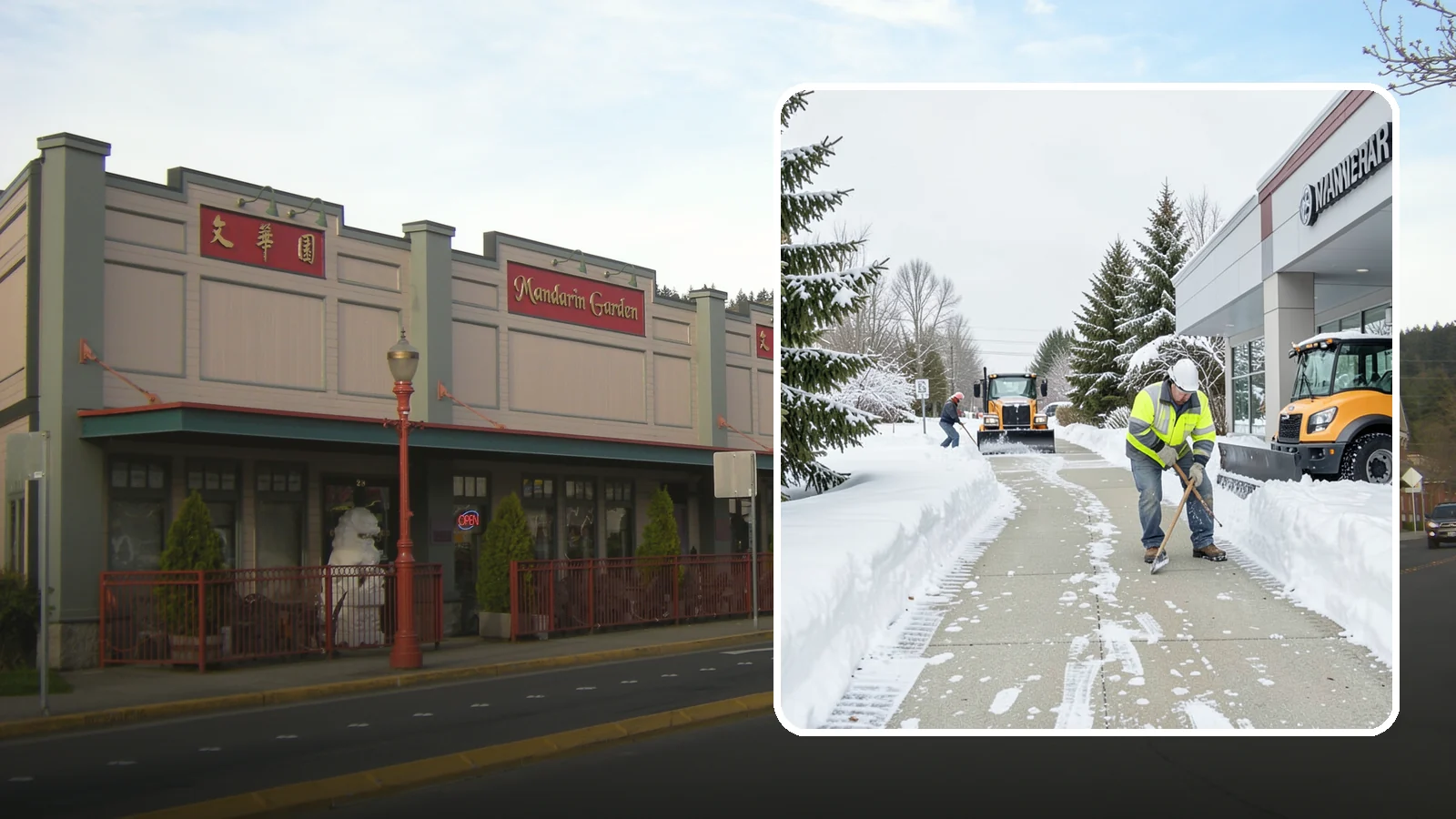 Car Dealership Sidewalk Clearing in Issaquah, King County, WA - Showroom and service-entrance sidewalk clearing for Western Washington car dealerships, keeping customer walks safe and the...