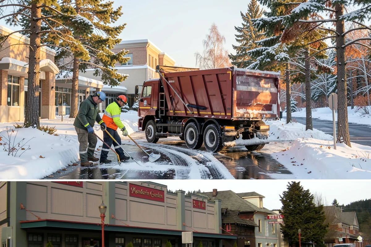 Car Dealership Sidewalk Clearing in Issaquah, King County, WA - Dealership demand runs December through February, when overnight drizzle glazes smooth showroom entrances before customers arrive.