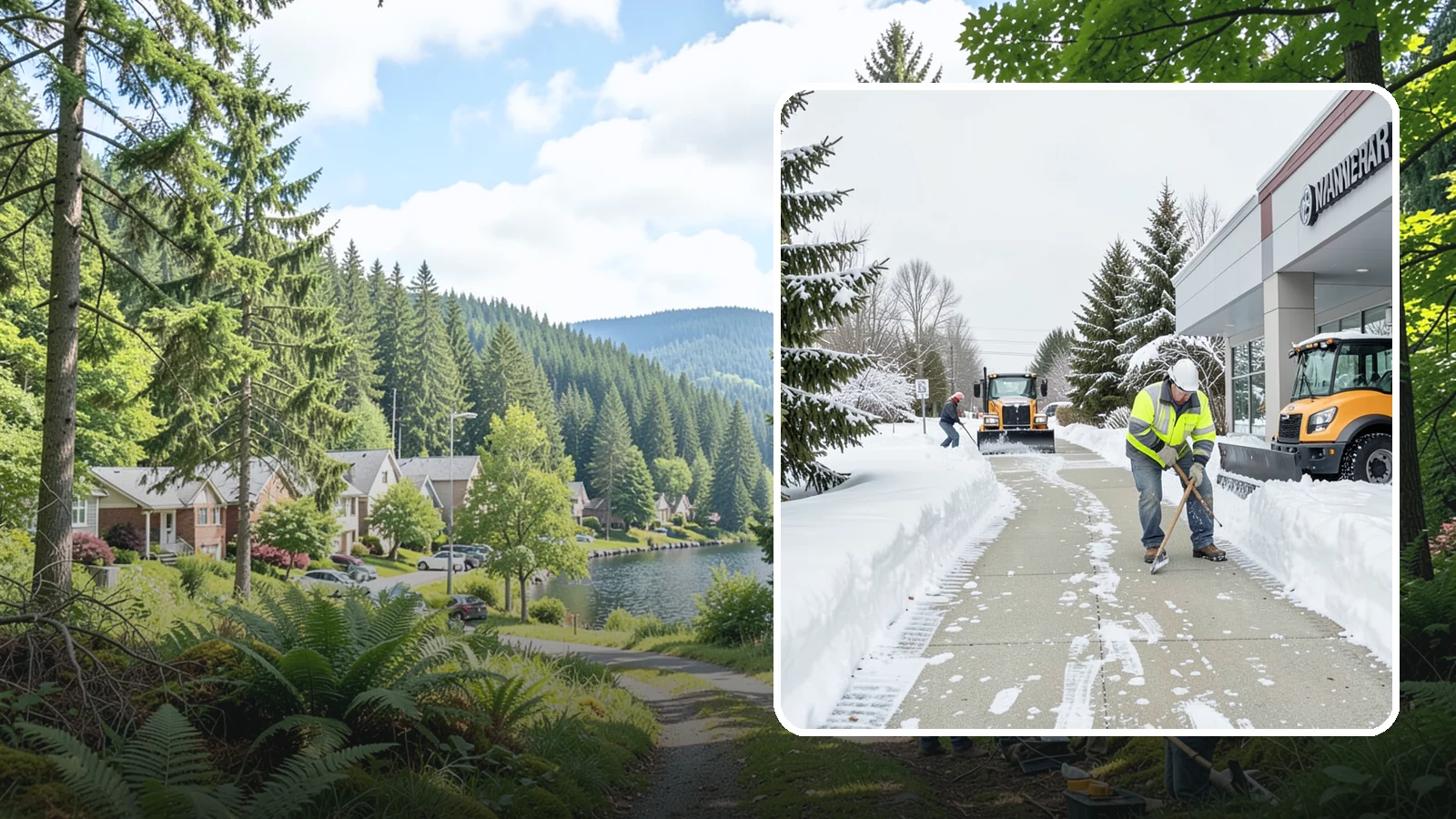 Car Dealership Sidewalk Clearing in Lake Forest Park, King County, WA - Showroom and service-entrance sidewalk clearing for Western Washington car dealerships, keeping customer walks safe and the...