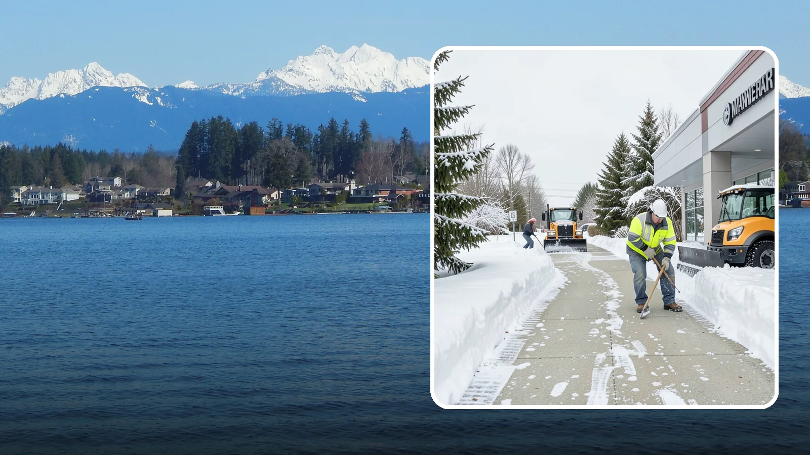 Car Dealership Sidewalk Clearing in Lake Stevens, Snohomish County, WA - Showroom and service-entrance sidewalk clearing for Western Washington car dealerships, keeping customer walks safe and the...