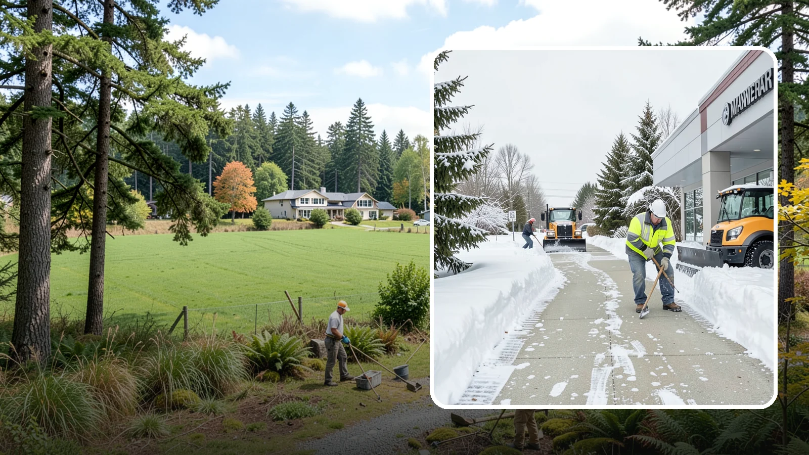 Car Dealership Sidewalk Clearing in Lyman, Skagit County, WA - Showroom and service-entrance sidewalk clearing for Western Washington car dealerships, keeping customer walks safe and the...