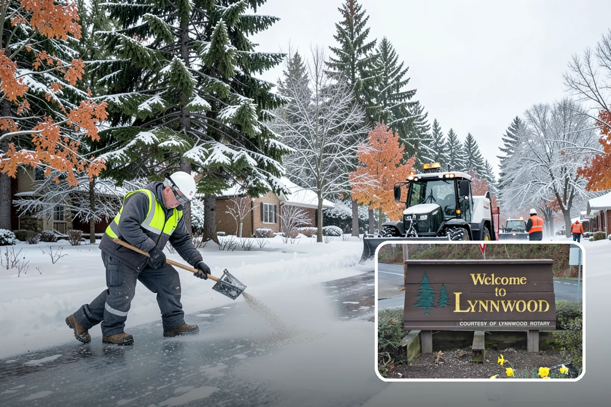 Car Dealership Sidewalk Clearing in Lynnwood, Snohomish County, WA - Showroom and service walks cleared for arriving customers
