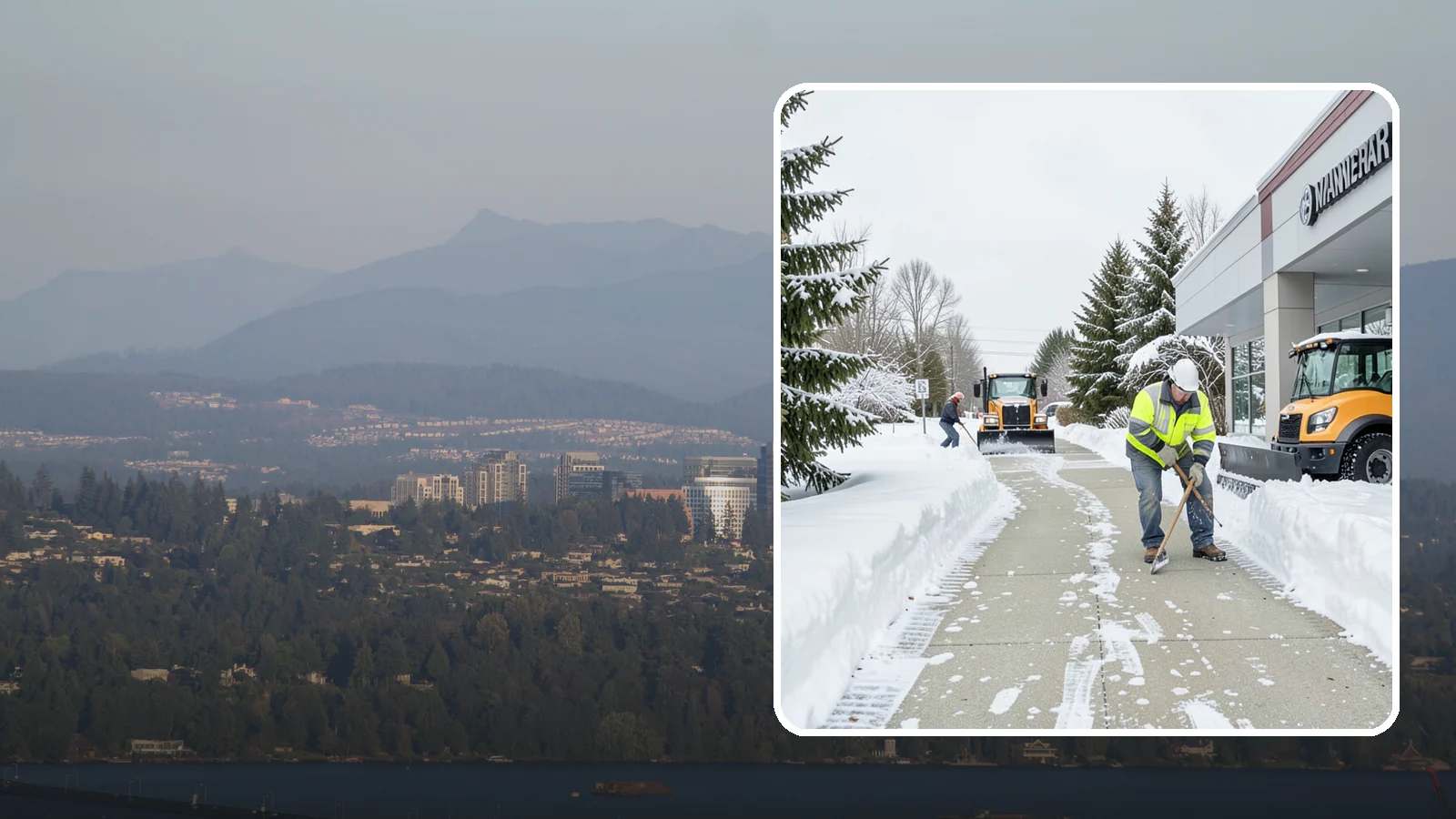 Car Dealership Sidewalk Clearing in Medina, King County, WA - Showroom and service-entrance sidewalk clearing for Western Washington car dealerships, keeping customer walks safe and the...