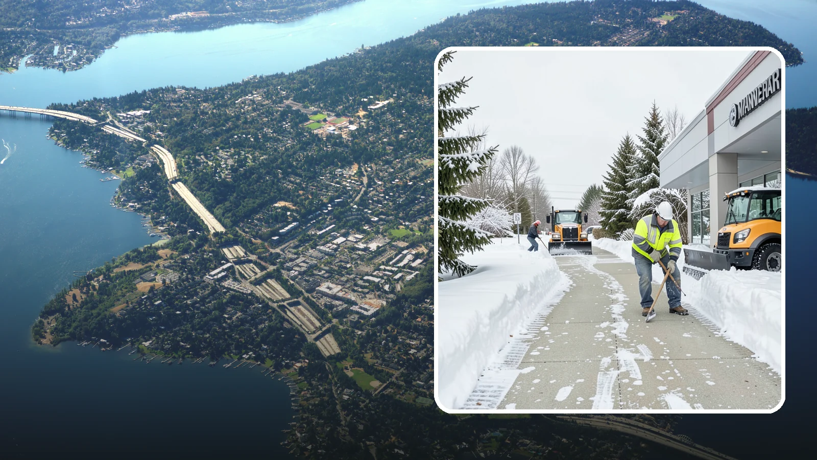 Car Dealership Sidewalk Clearing in Mercer Island, King County, WA - Showroom and service-entrance sidewalk clearing for Western Washington car dealerships, keeping customer walks safe and the...