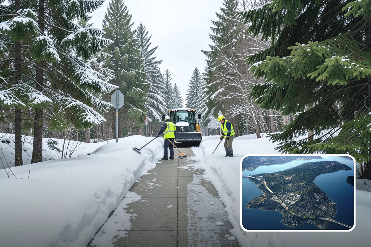 Car Dealership Sidewalk Clearing in Mercer Island, King County, WA - Showroom and service walks cleared for arriving customers