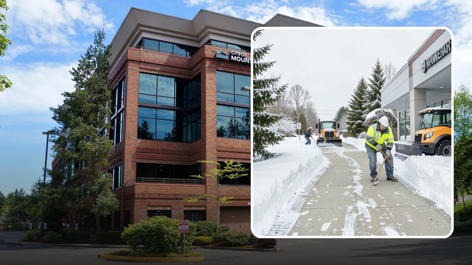 Car Dealership Sidewalk Clearing in Mountlake Terrace, Snohomish County, WA - Showroom and service-entrance sidewalk clearing for Western Washington car dealerships, keeping customer walks safe and the...