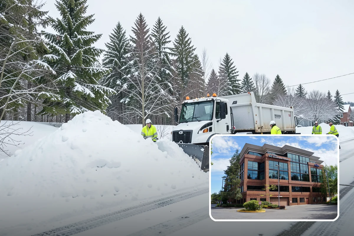 Car Dealership Sidewalk Clearing in Mountlake Terrace, Snohomish County, WA - Showroom and service walks cleared for arriving customers