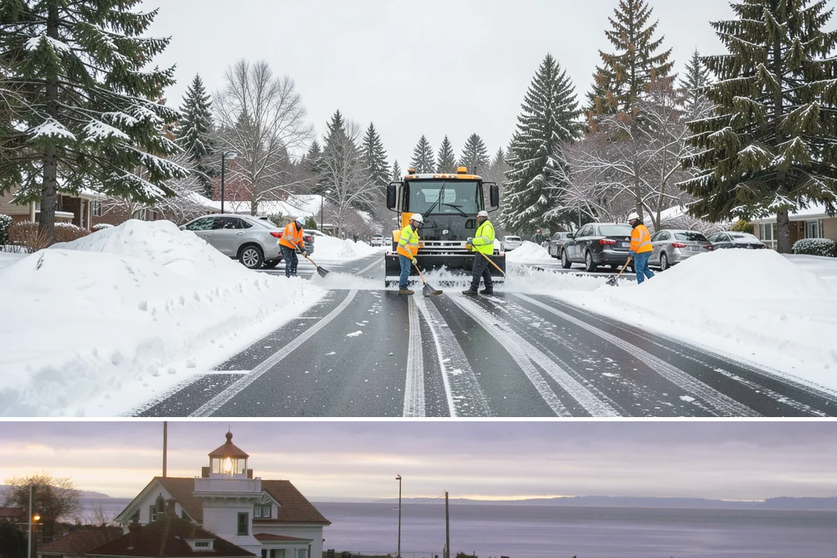 Car Dealership Sidewalk Clearing in Mukilteo, Snohomish County, WA - Dealership demand runs December through February, when overnight drizzle glazes smooth showroom entrances before customers arrive.