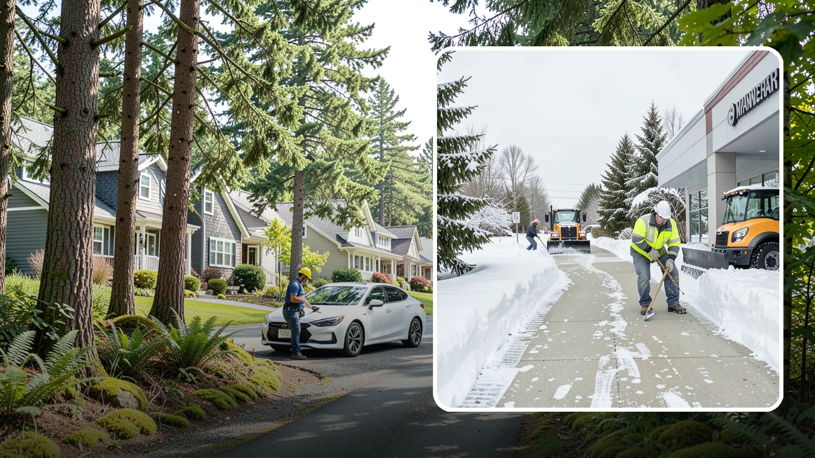 Car Dealership Sidewalk Clearing in Normandy Park, King County, WA - Showroom and service-entrance sidewalk clearing for Western Washington car dealerships, keeping customer walks safe and the...