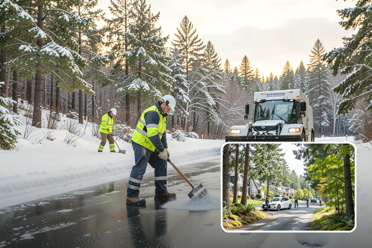 Car Dealership Sidewalk Clearing in Normandy Park, King County, WA - Showroom and service walks cleared for arriving customers