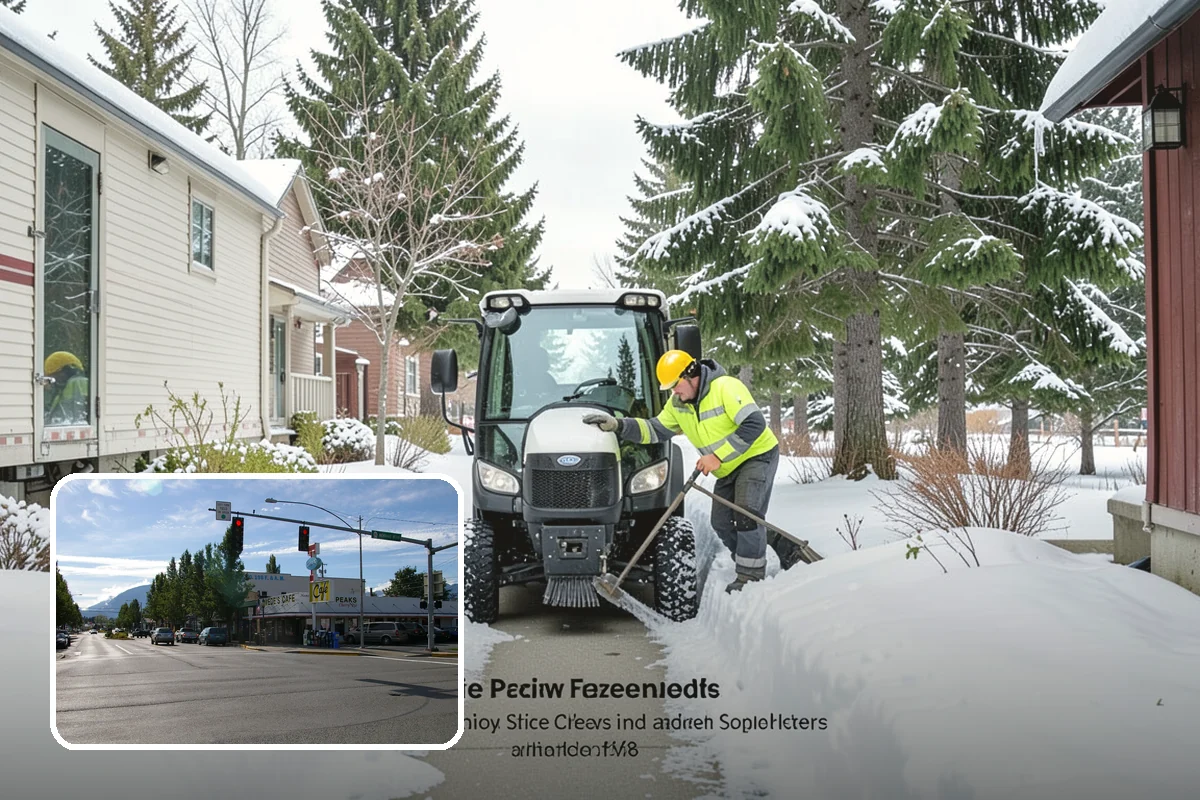 Car Dealership Sidewalk Clearing in North Bend, King County, WA - Showroom and service walks cleared for arriving customers