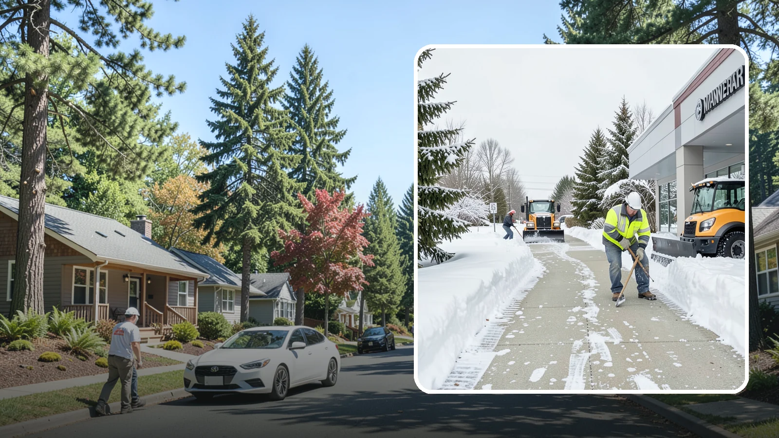 Car Dealership Sidewalk Clearing in Orting, Pierce County, WA - Showroom and service-entrance sidewalk clearing for Western Washington car dealerships, keeping customer walks safe and the...