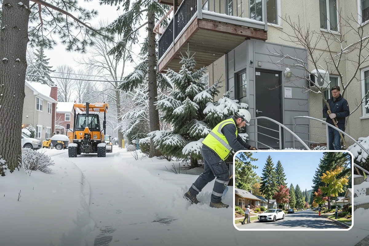 Car Dealership Sidewalk Clearing in Orting, Pierce County, WA - Showroom and service walks cleared for arriving customers