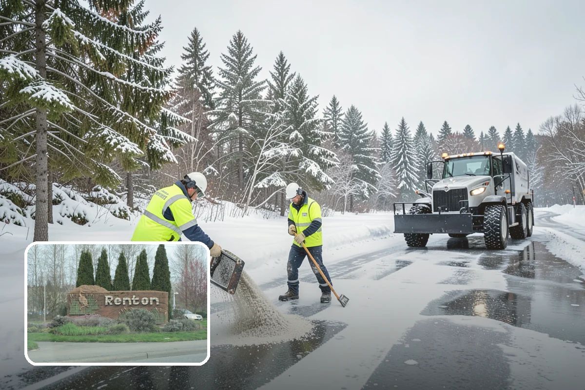 Car Dealership Sidewalk Clearing in Renton, King County, WA - Showroom and service walks cleared for arriving customers