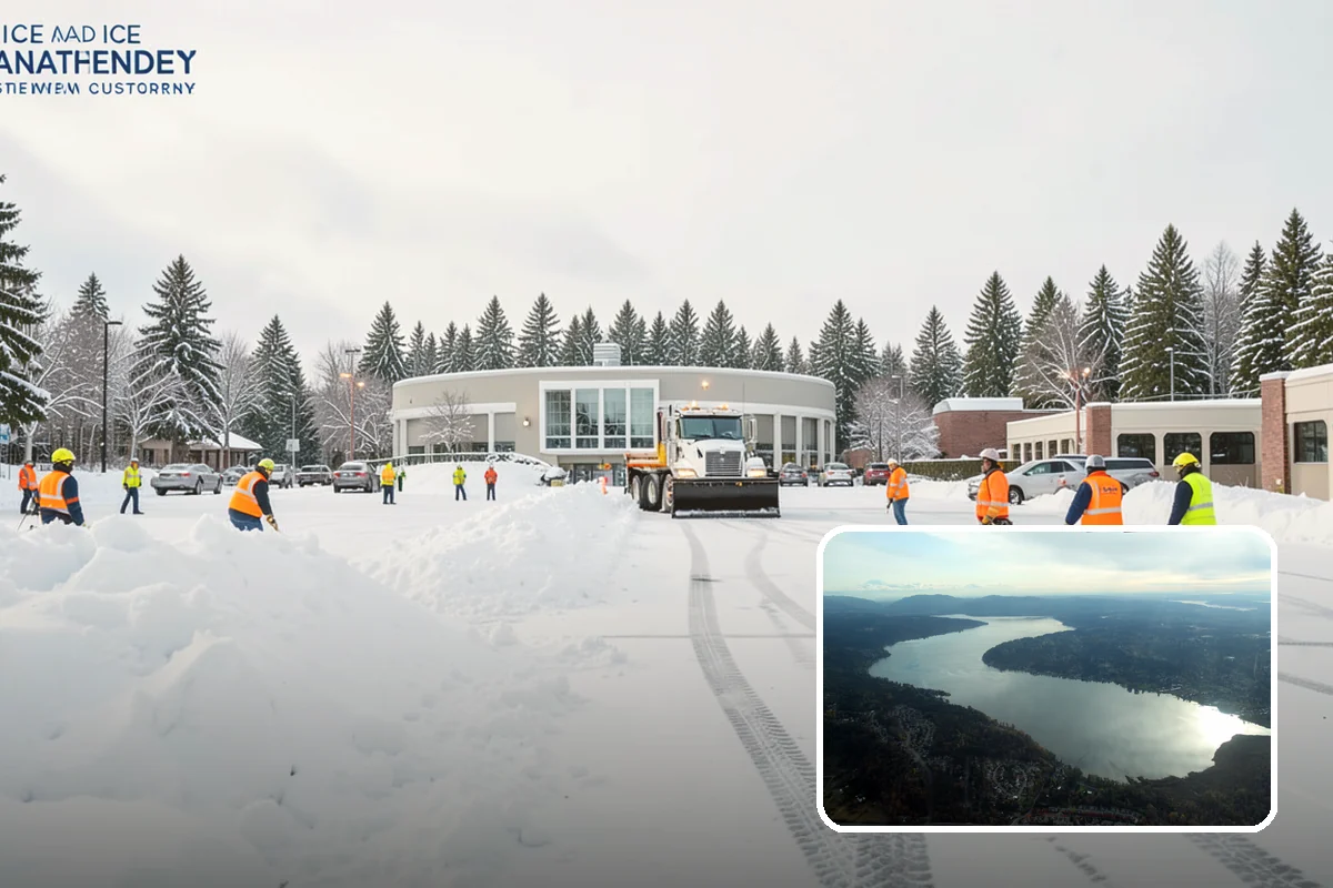 Car Dealership Sidewalk Clearing in Sammamish, King County, WA - Showroom and service walks cleared for arriving customers