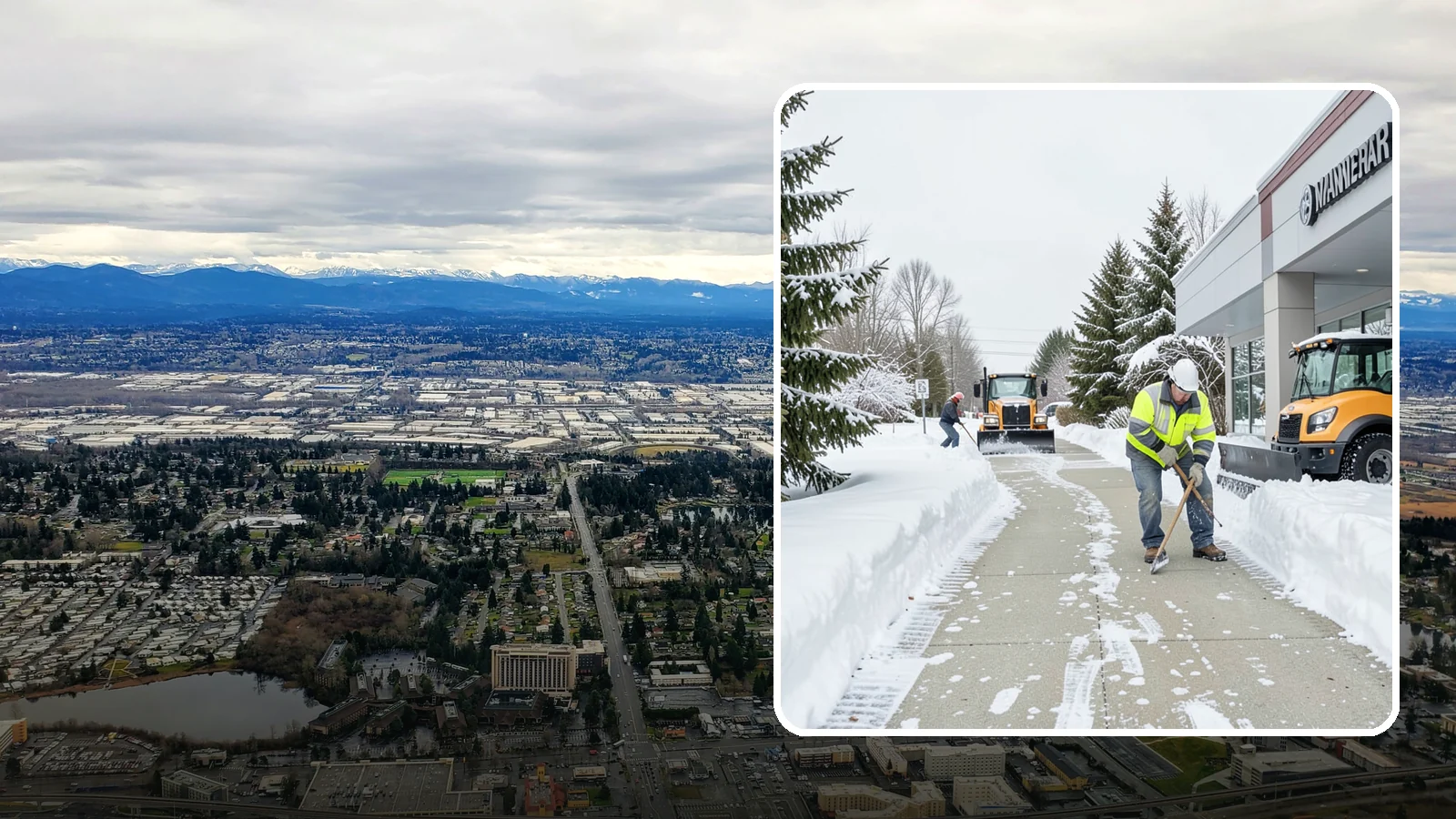 Car Dealership Sidewalk Clearing in SeaTac, King County, WA - Showroom and service-entrance sidewalk clearing for Western Washington car dealerships, keeping customer walks safe and the...