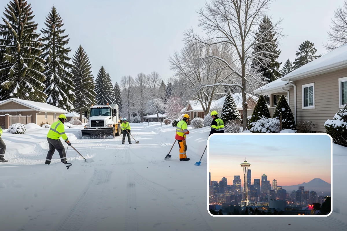Car Dealership Sidewalk Clearing in Seattle, King County, WA - Showroom and service walks cleared for arriving customers