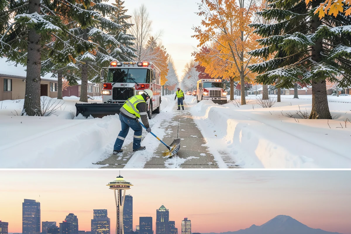 Car Dealership Sidewalk Clearing in Seattle, King County, WA - Dealership demand runs December through February, when overnight drizzle glazes smooth showroom entrances before customers arrive.