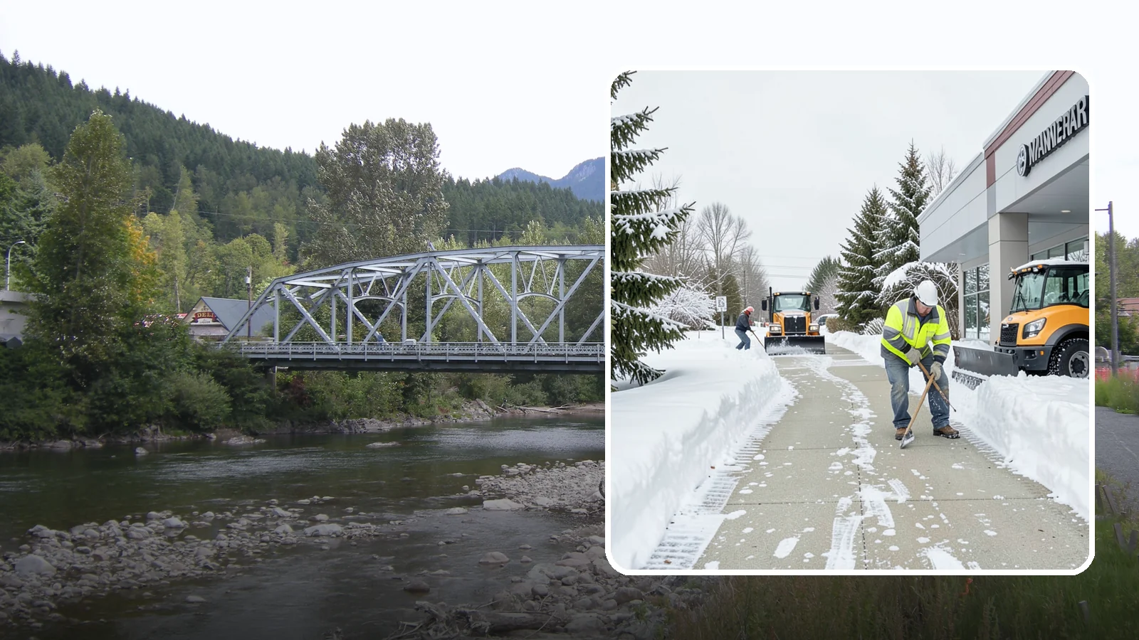 Car Dealership Sidewalk Clearing in Skykomish, King County, WA - Showroom and service-entrance sidewalk clearing for Western Washington car dealerships, keeping customer walks safe and the...