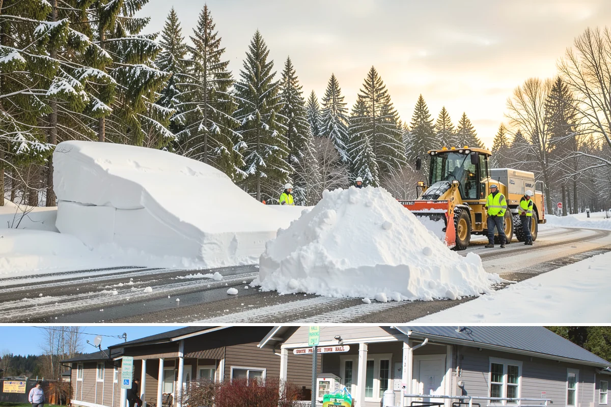 Car Dealership Sidewalk Clearing in South Prairie, Pierce County, WA - Dealership demand runs December through February, when overnight drizzle glazes smooth showroom entrances before customers arrive.