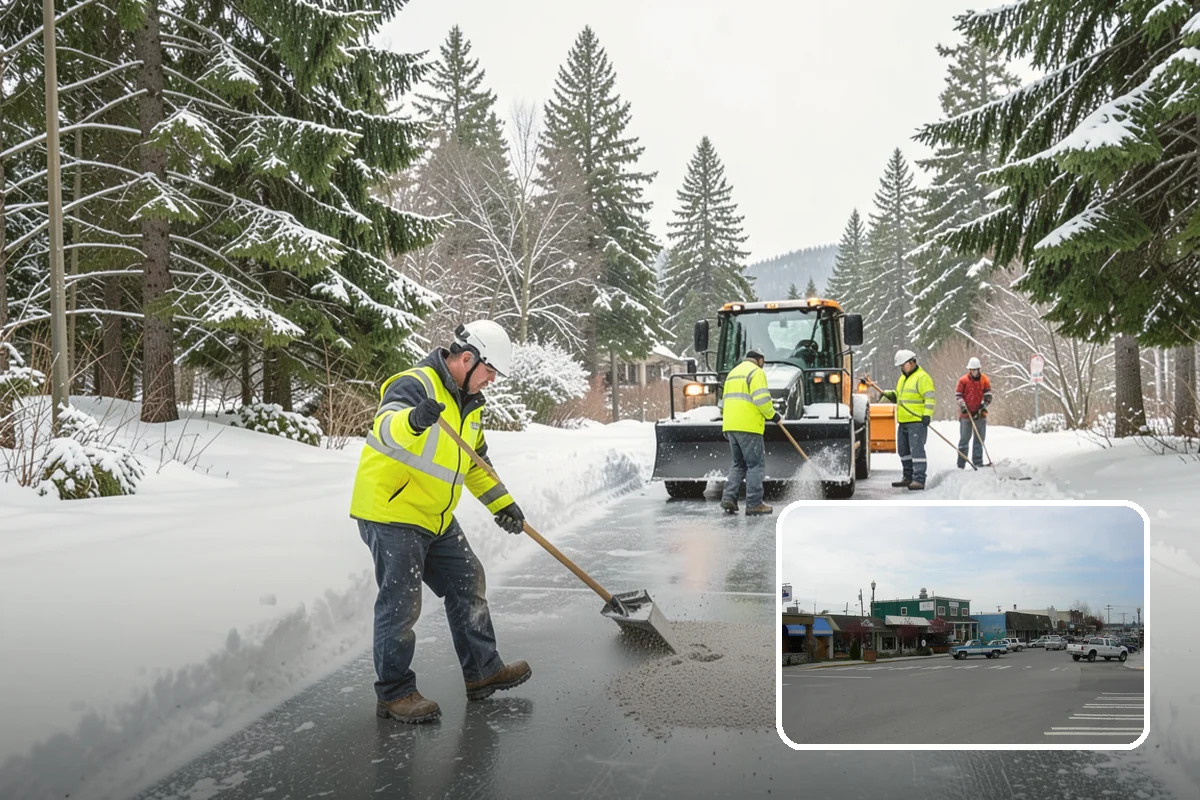 Car Dealership Sidewalk Clearing in Stanwood, Snohomish County, WA - Showroom and service walks cleared for arriving customers