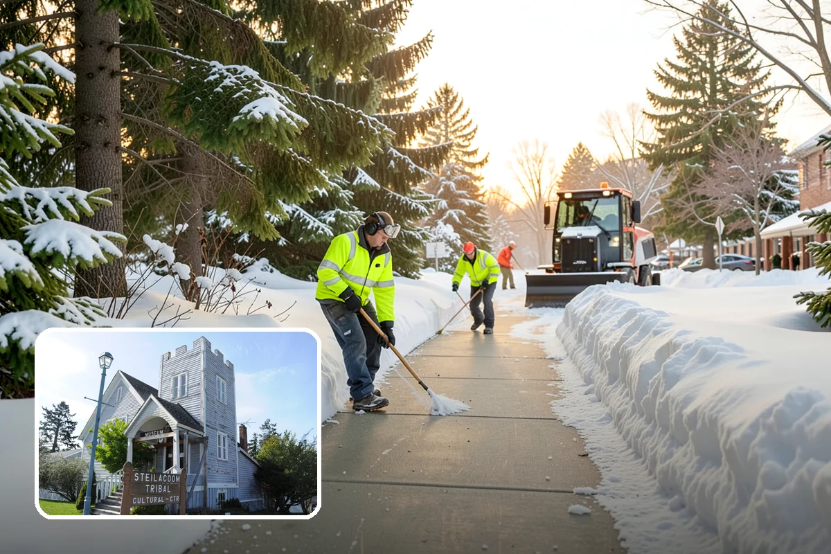 Car Dealership Sidewalk Clearing in Steilacoom, Pierce County, WA - Showroom and service walks cleared for arriving customers