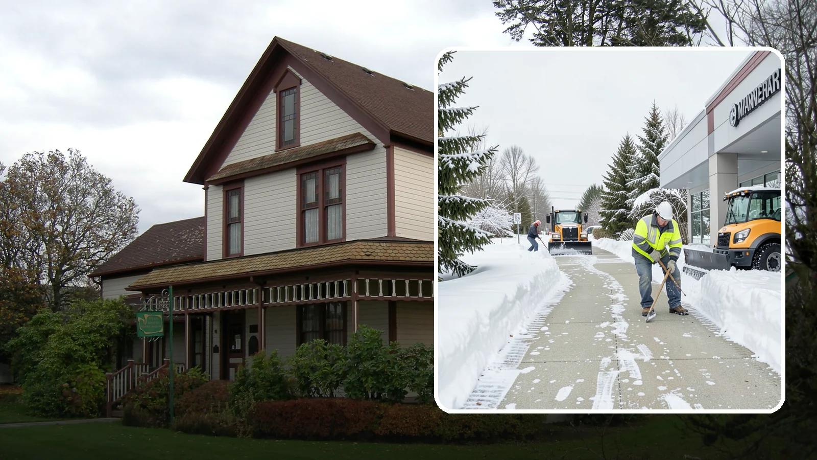 Car Dealership Sidewalk Clearing in Sumner, Pierce County, WA - Showroom and service-entrance sidewalk clearing for Western Washington car dealerships, keeping customer walks safe and the...