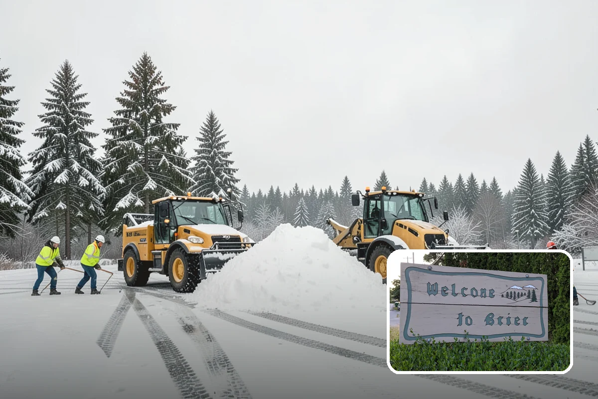 Car Dealership Snow Plowing in Brier, Snohomish County, WA - Inventory rows cleared without scraping vehicles