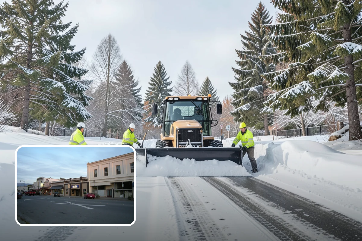 Car Dealership Snow Plowing in Burlington, Skagit County, WA - Inventory rows cleared without scraping vehicles