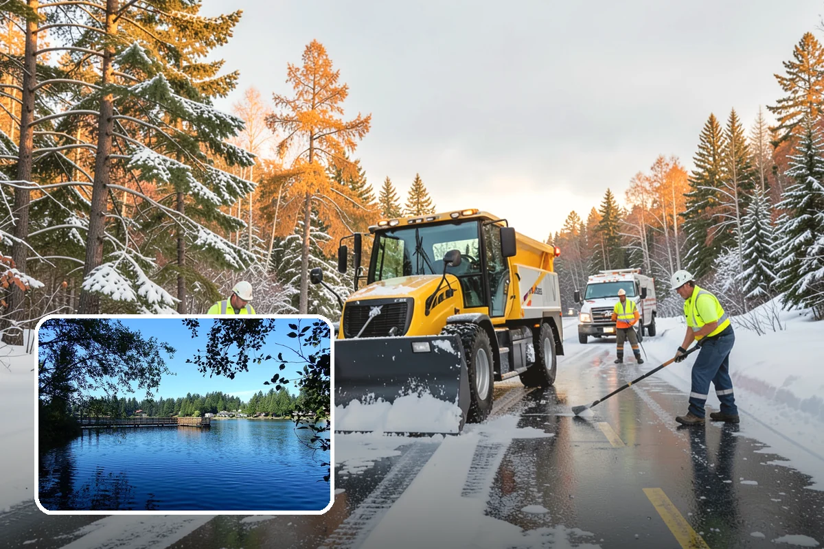 Car Dealership Snow Plowing in Federal Way, King County, WA - Inventory rows cleared without scraping vehicles