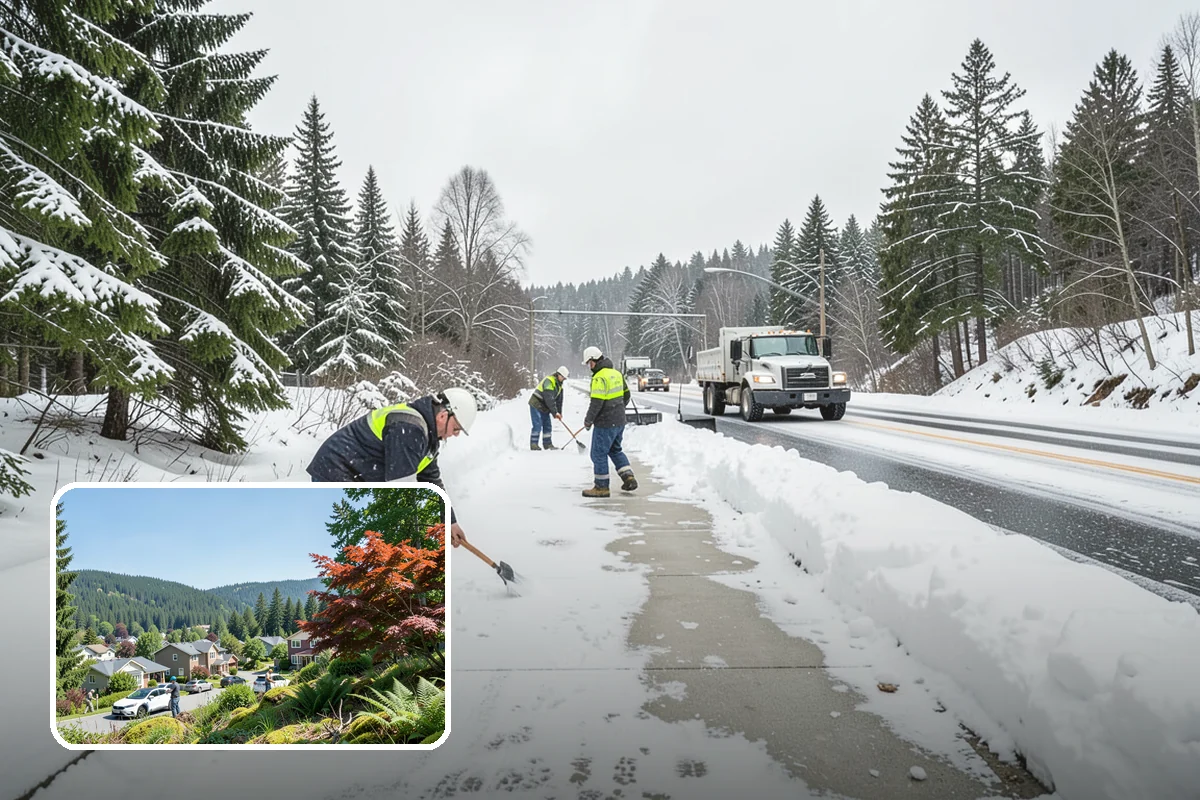 Car Dealership Snow Plowing in Index, Snohomish County, WA - Inventory rows cleared without scraping vehicles