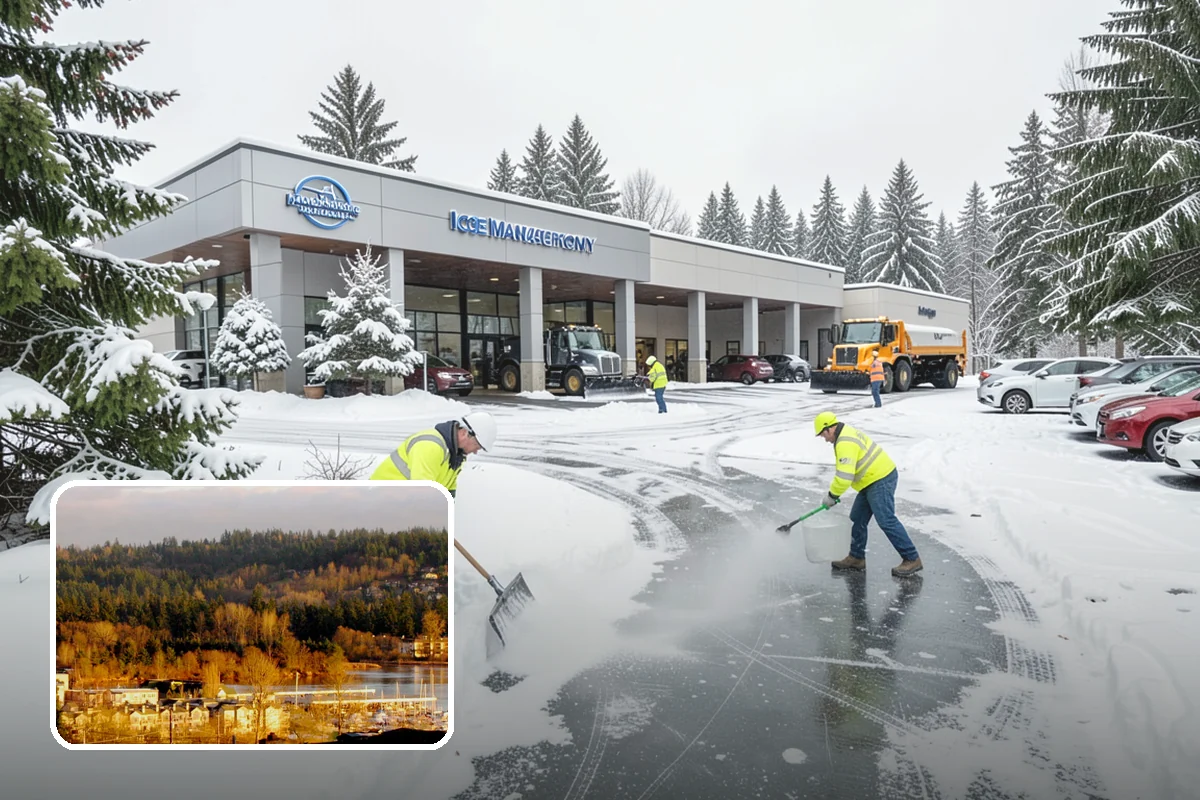 Car Dealership Snow Plowing in Kenmore, King County, WA - Inventory rows cleared without scraping vehicles