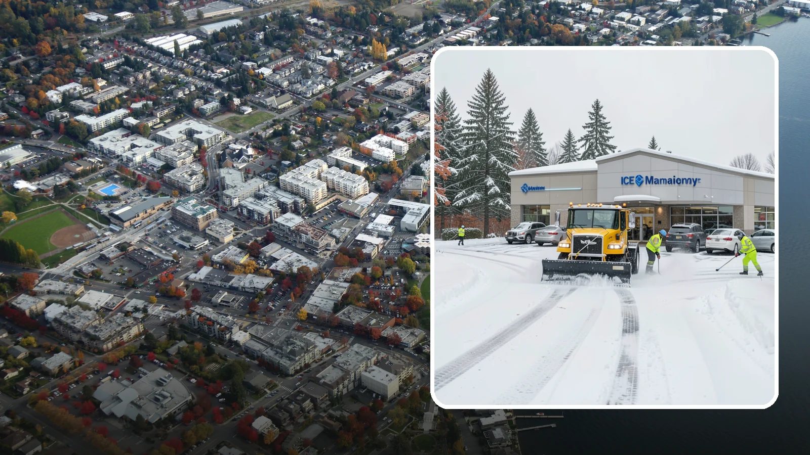 Car Dealership Snow Plowing in Kirkland, King County, WA - We plow dealership lots, showroom entrances, and service drives while working carefully around your inventory.
