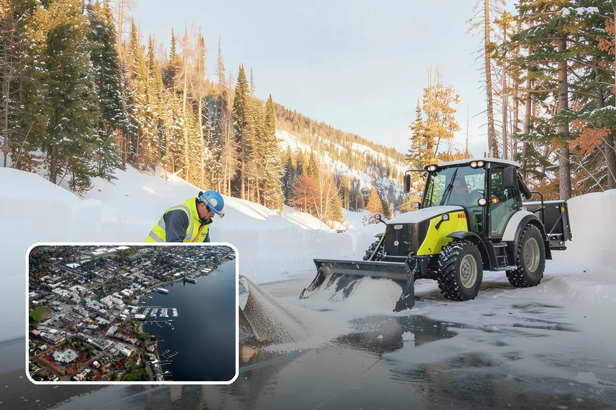 Car Dealership Snow Plowing in Kirkland, King County, WA - Inventory rows cleared without scraping vehicles