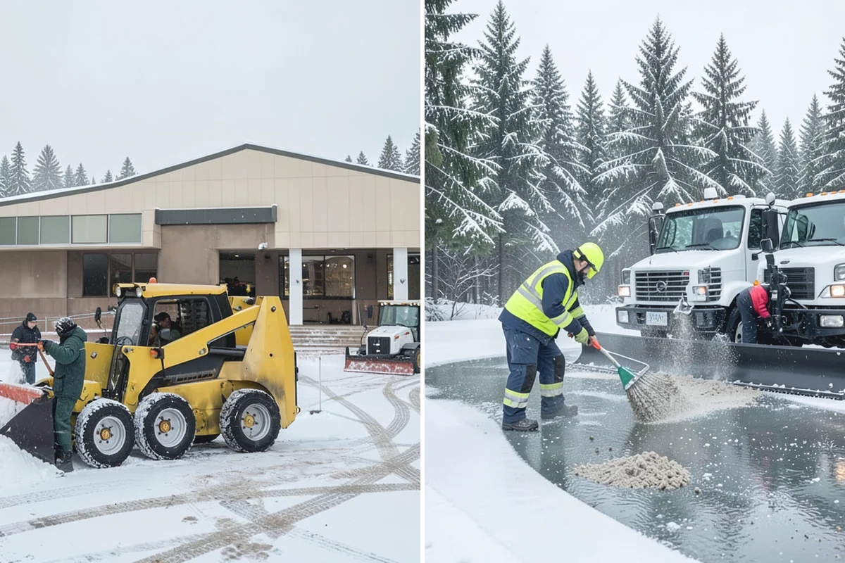 Car Dealership Snow Plowing in Marysville, Snohomish County, WA - Map the display rows, customer lot, and service drive with management