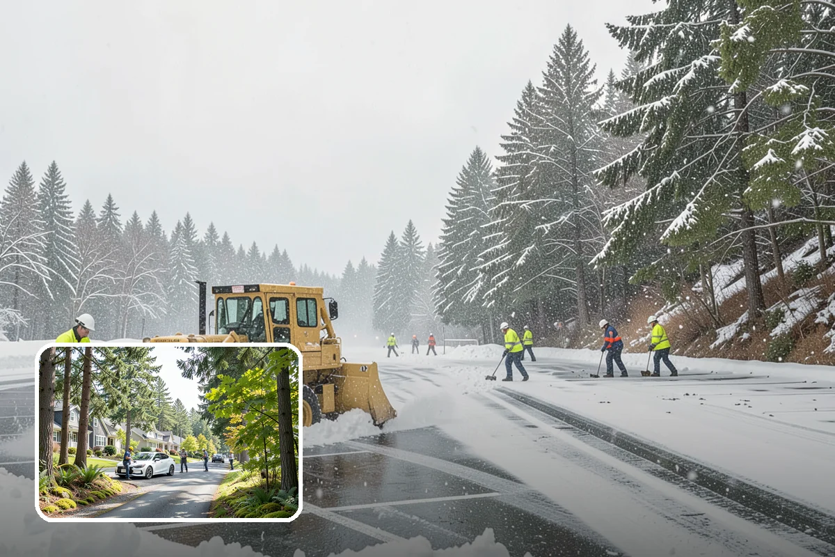 Car Dealership Snow Plowing in Normandy Park, King County, WA - Inventory rows cleared without scraping vehicles