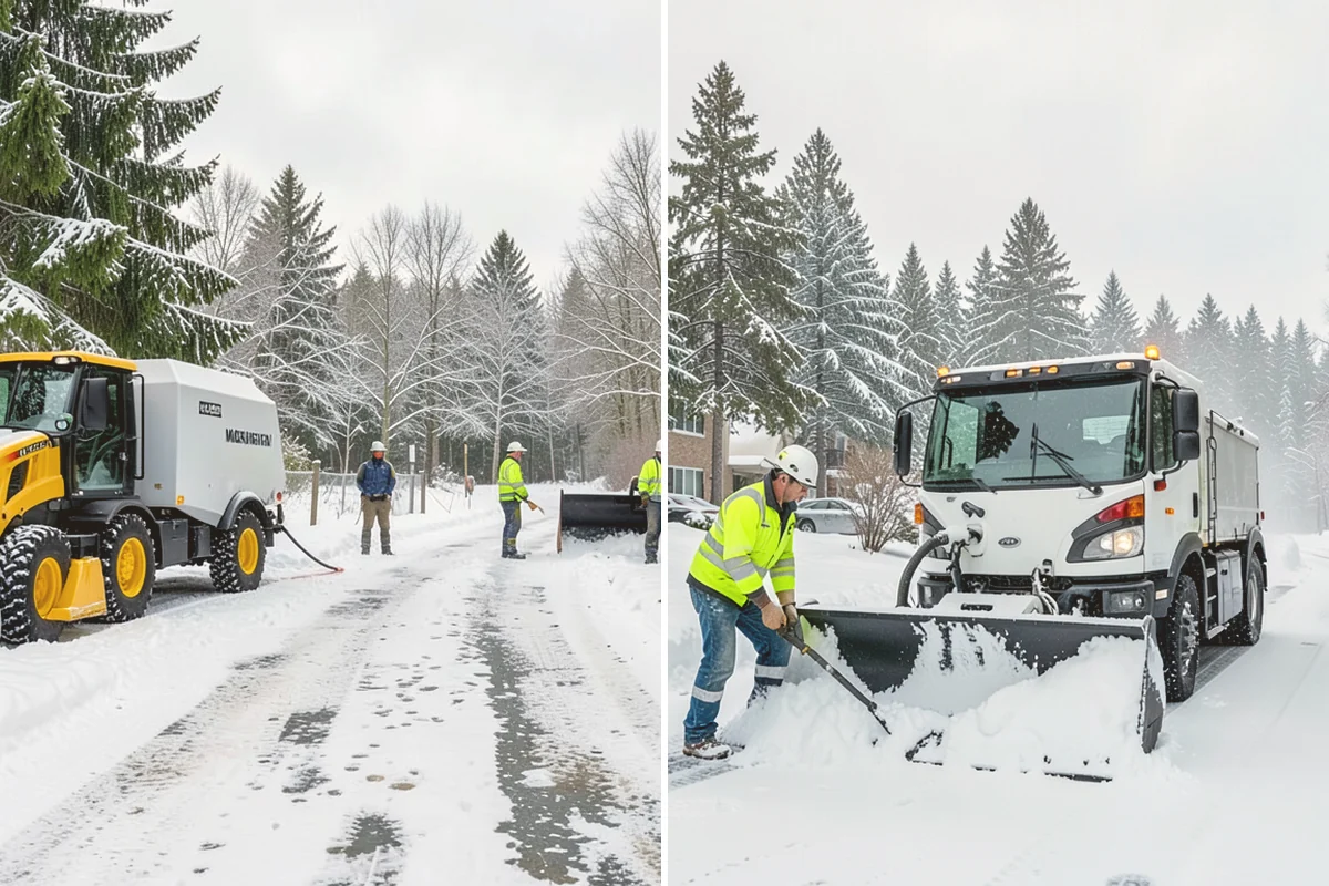 Car Dealership Snow Plowing in Orting, Pierce County, WA - Map the display rows, customer lot, and service drive with management