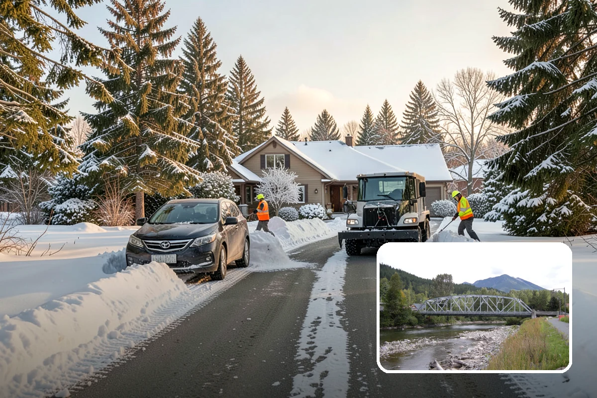 Car Dealership Snow Plowing in Skykomish, King County, WA - Inventory rows cleared without scraping vehicles