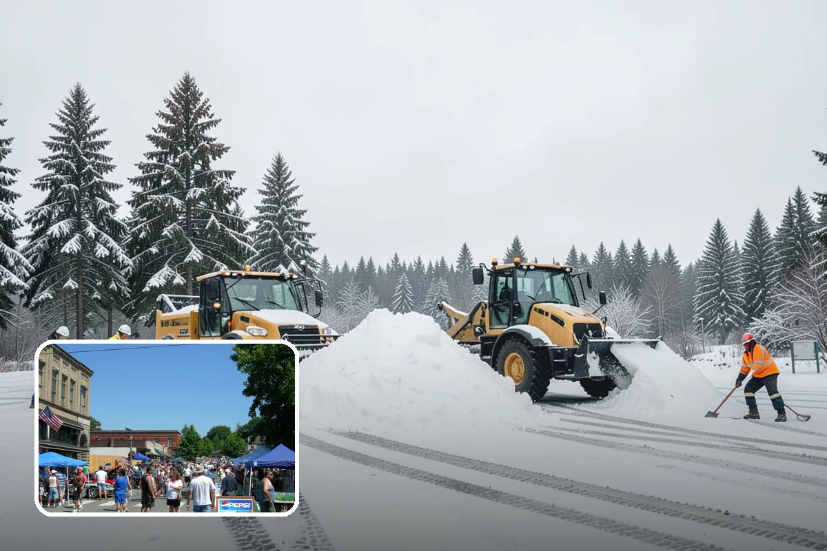 Car Dealership Snow Plowing in Snohomish, Snohomish County, WA - Inventory rows cleared without scraping vehicles