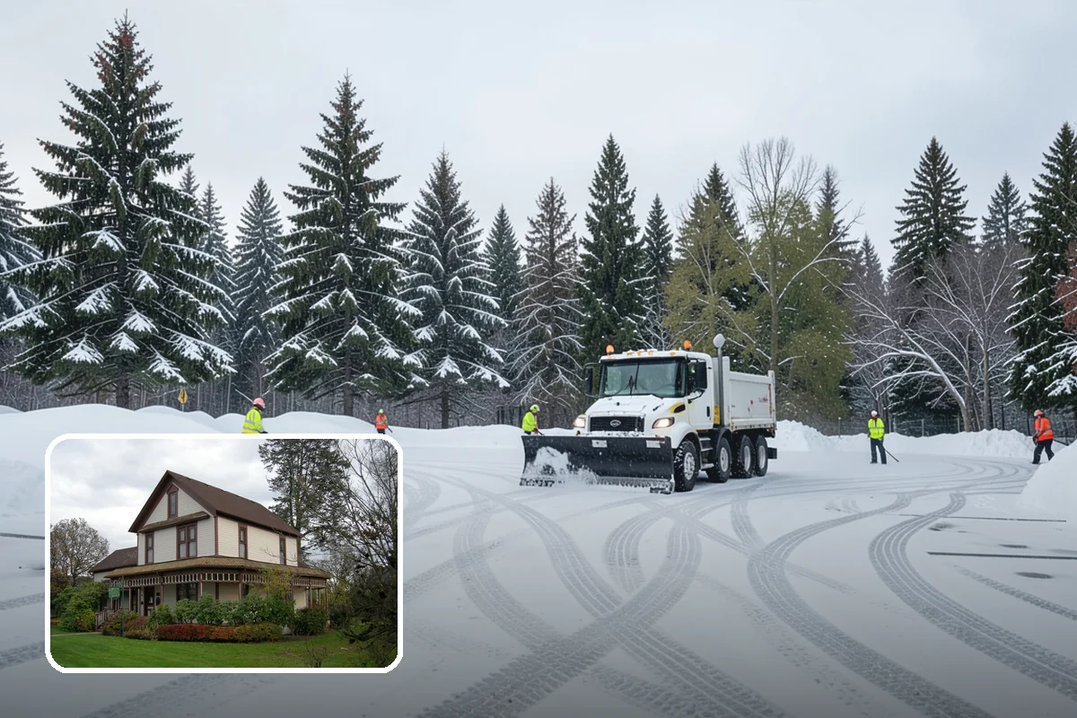 Car Dealership Snow Plowing in Sumner, Pierce County, WA - Inventory rows cleared without scraping vehicles