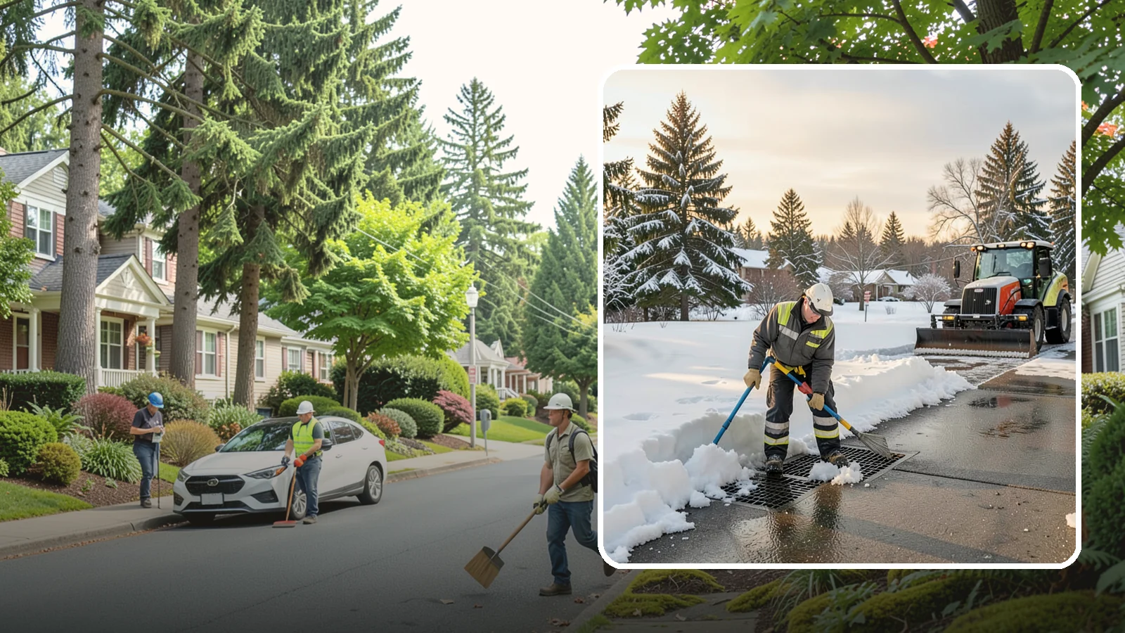 Catch Basin Snow Clearing in Beaux Arts Village, King County, WA - We keep catch basins and storm grates open so meltwater and rain drain instead of flooding your lot.