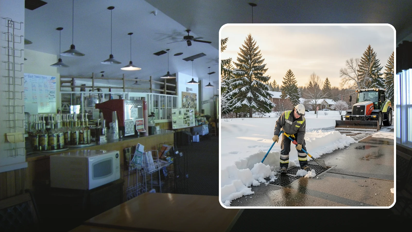 Catch Basin Snow Clearing in Black Diamond, King County, WA - We keep catch basins and storm grates open so meltwater and rain drain instead of flooding your lot.