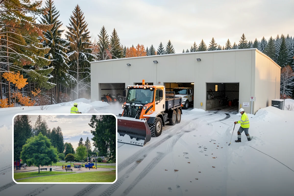 Catch Basin Snow Clearing in Bonney Lake, Pierce County, WA - Prevents ponding and flooding during thaws and rain events