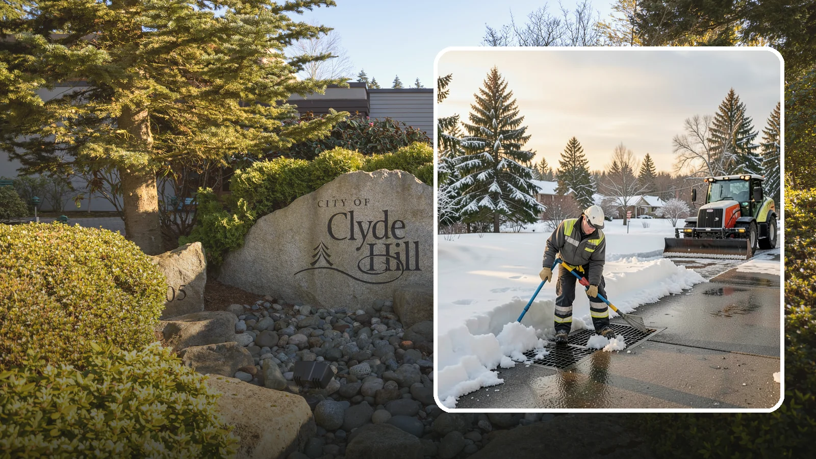 Catch Basin Snow Clearing in Clyde Hill, King County, WA - We keep catch basins and storm grates open so meltwater and rain drain instead of flooding your lot.