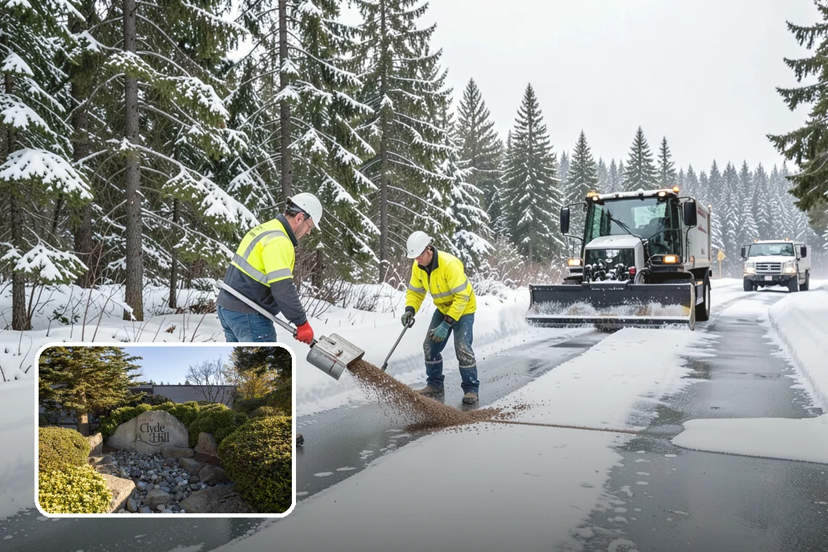 Catch Basin Snow Clearing in Clyde Hill, King County, WA - Prevents ponding and flooding during thaws and rain events