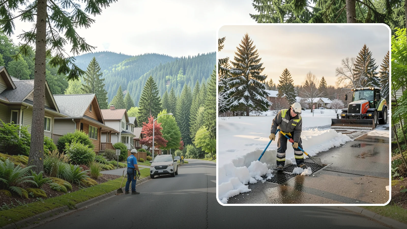 Catch Basin Snow Clearing in Darrington, Snohomish County, WA - We keep catch basins and storm grates open so meltwater and rain drain instead of flooding your lot.