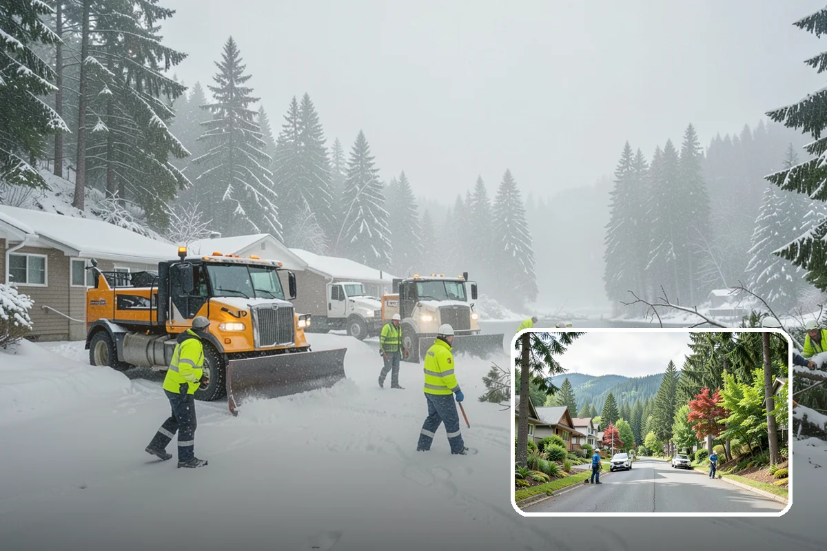 Catch Basin Snow Clearing in Darrington, Snohomish County, WA - Prevents ponding and flooding during thaws and rain events